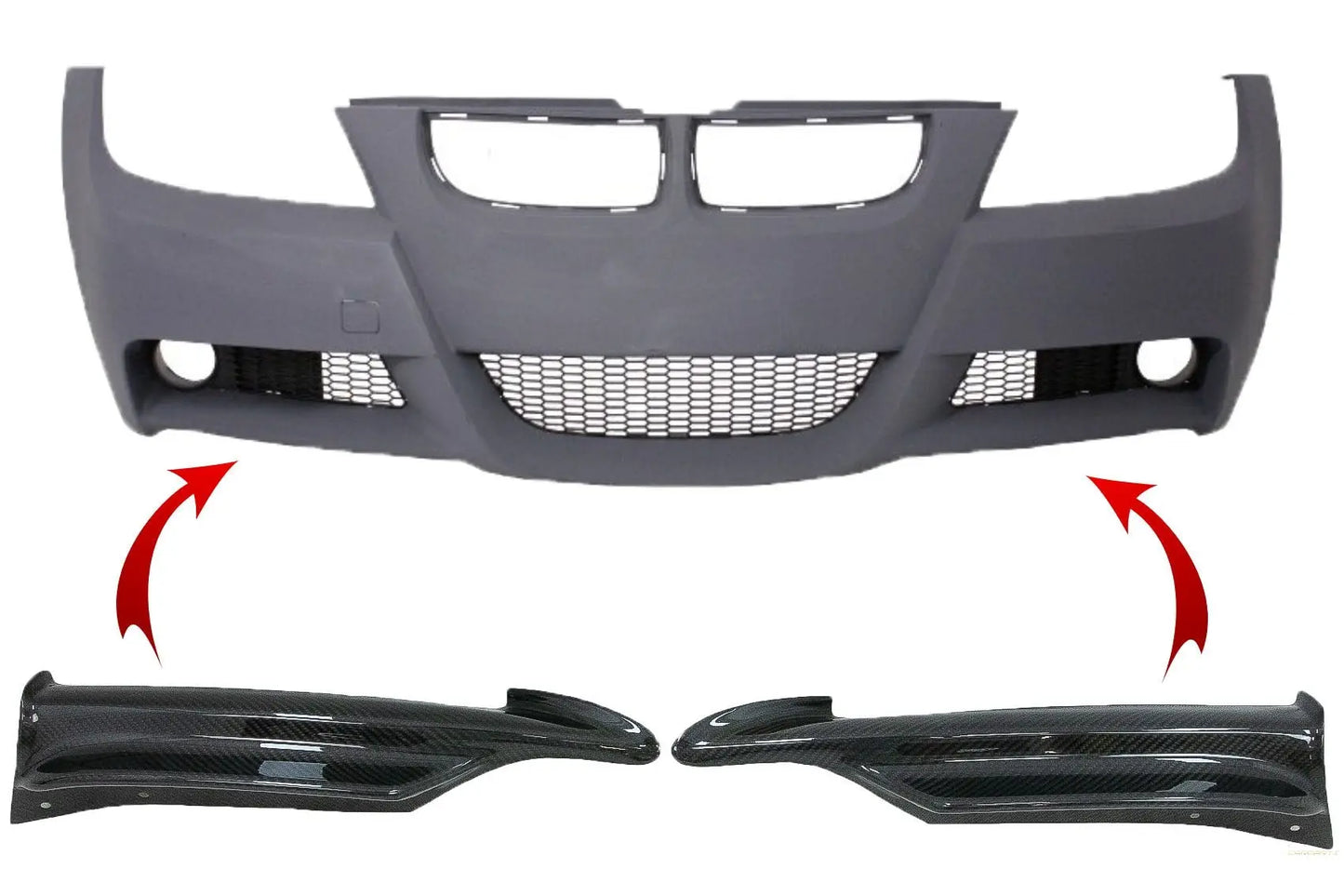 Carbon Frontsplitter Spoiler Passend Für BMW 3er E90 E91 Limousine Touring (2005-2008) Nur M-Tech Stoßstange KITT