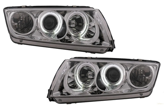 Ccfl Angel Eyes Scheinwerfer Passend Für Skoda Fabia (12.1999-2008) Chrom KITT Lightning