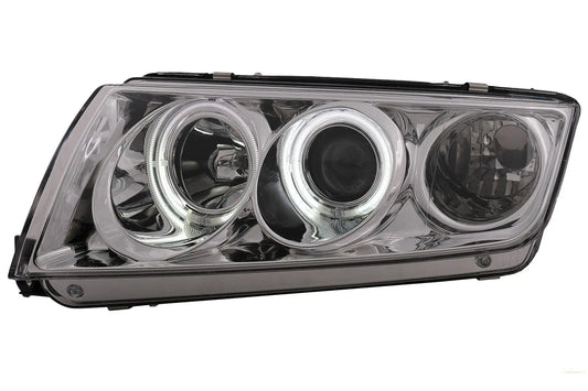 Ccfl Angel Eyes Scheinwerfer Passend Für Skoda Fabia (12.1999-2008) Chrom KITT Lightning