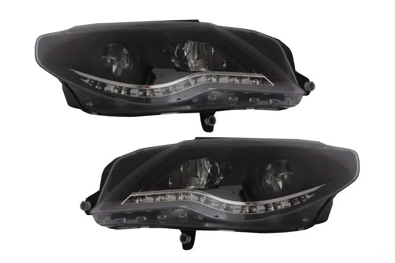 Dayline LED Scheinwerfer Passend Für VW Passat Cc (2008-2012) Drl Look Schwarz KITT Lightning