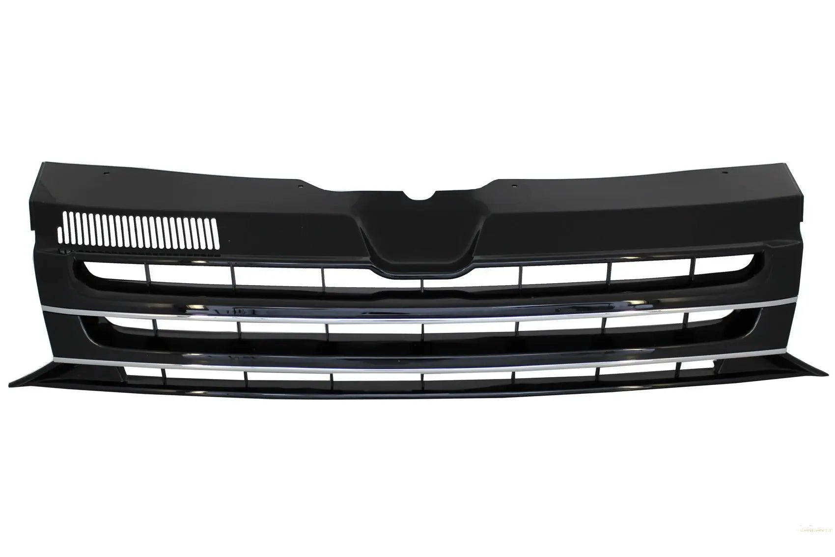 Emblemloser Kühlergrill Ohne Emblem Passend Für VW T5.1 Facelift Transporter (2010-2015) Schwarz Mit Chromstreifen KITT