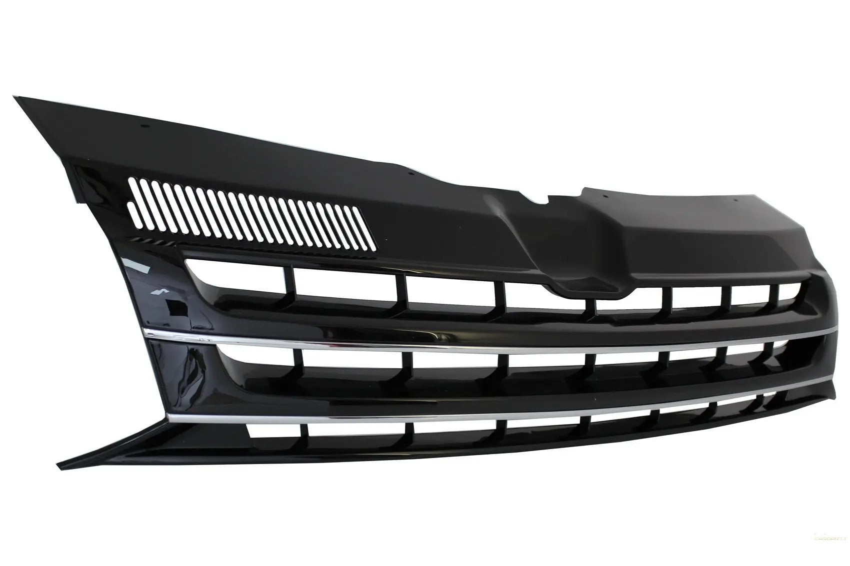 Emblemloser Kühlergrill Ohne Emblem Passend Für VW T5.1 Facelift Transporter (2010-2015) Schwarz Mit Chromstreifen KITT