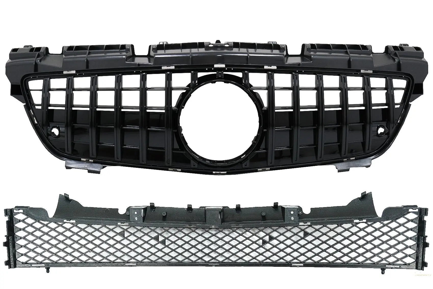 Frontgrill Mit Unterem Gitter Passend Für MercedeS SLK-Klasse R172 (2011-2015) GT-R Panamericana Design Schwarz KITT Specials