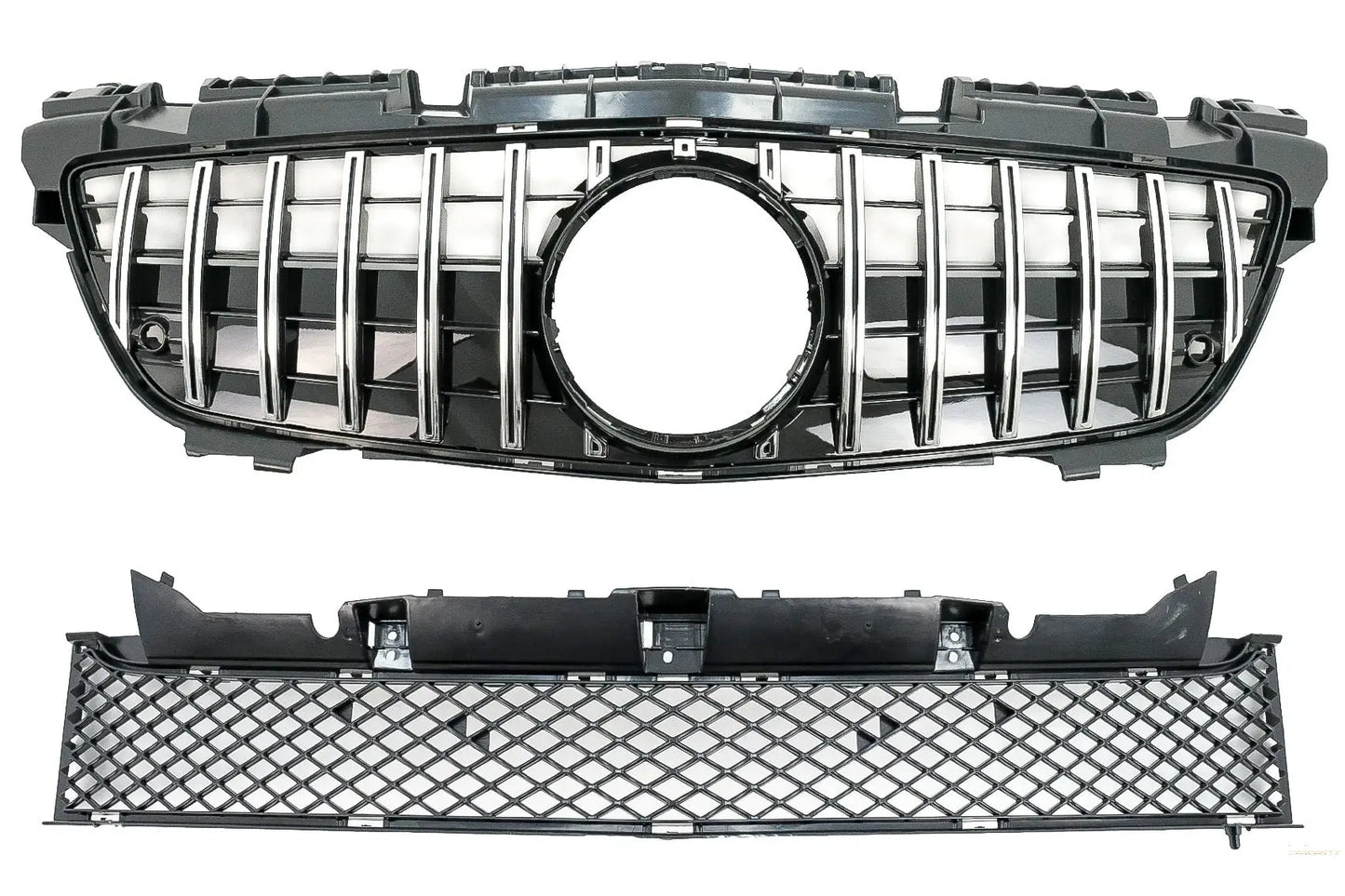 Frontgrill Mit Unterem Gitter Passend Für MercedeS SLK R172 (2011-2015) GT-R Panamericana Design Chrom KITT