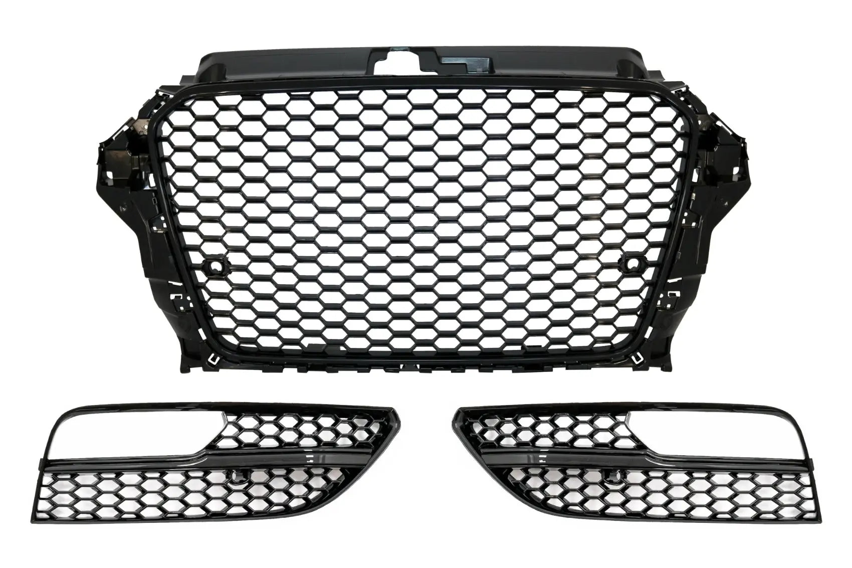 Frontgrill Ohne Emblem Mit Nebelscheinwerferabdeckungen Seitengitter Passend Für Audi A3 8V (2012-2016) RS3 Design KITT