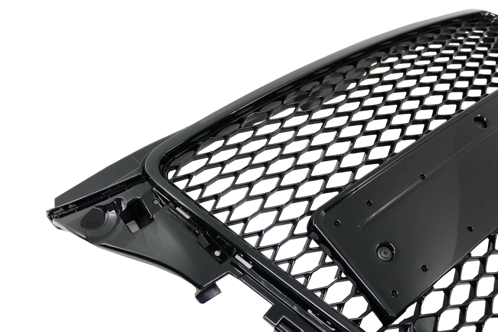 Frontgrill Ohne Emblem Passend Für Audi A3 8P Facelift (2007-2012) Rs-Design Wabengitter In Klavierlackschwarz Mit PDC-Abdeckungen KITT Specials