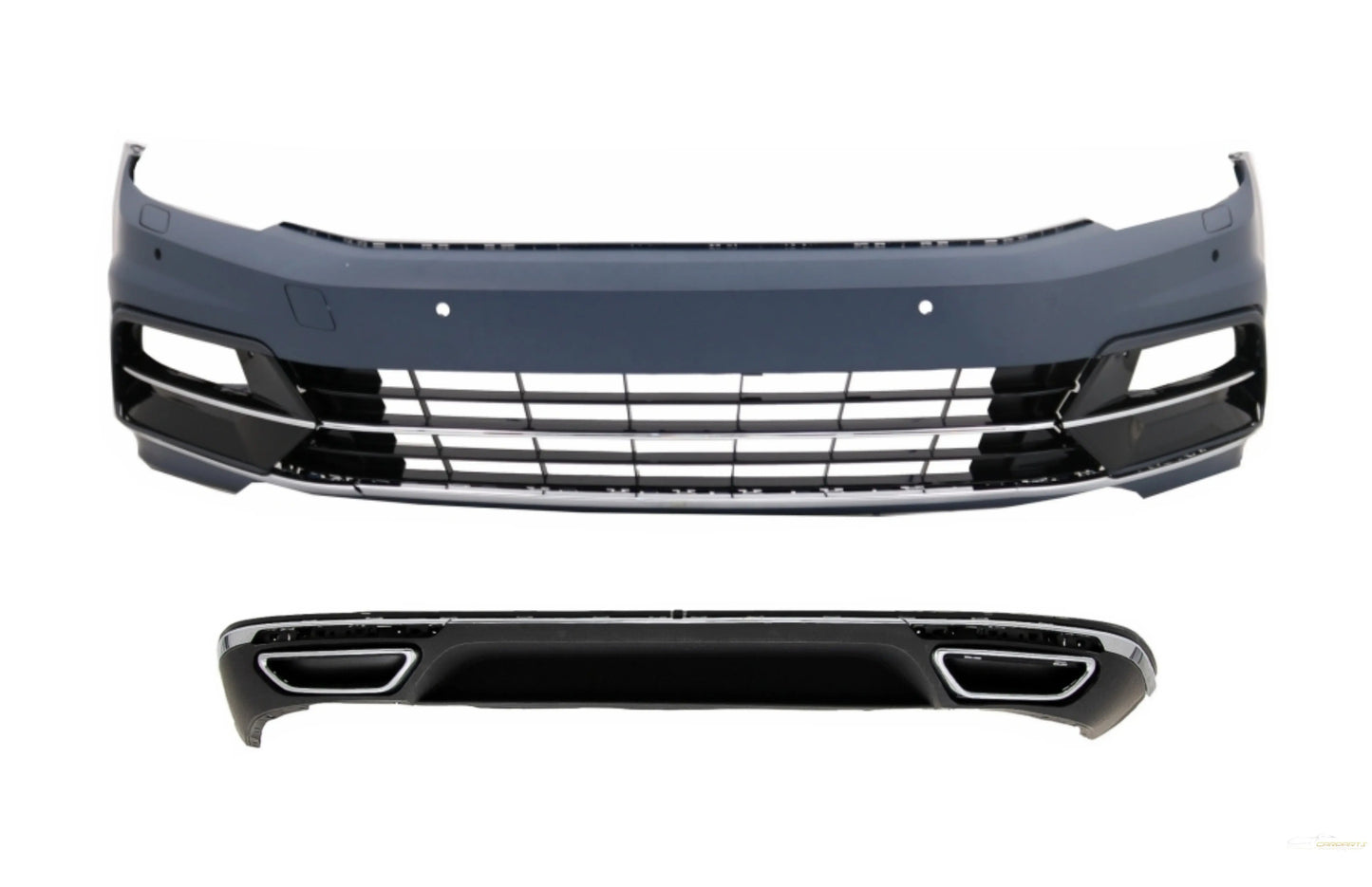Frontschürze Mit Heckschürze Diffusor Doppelauspuff Passend Für VW Passat B8 3G (2015-2018) R-Line Design KITT