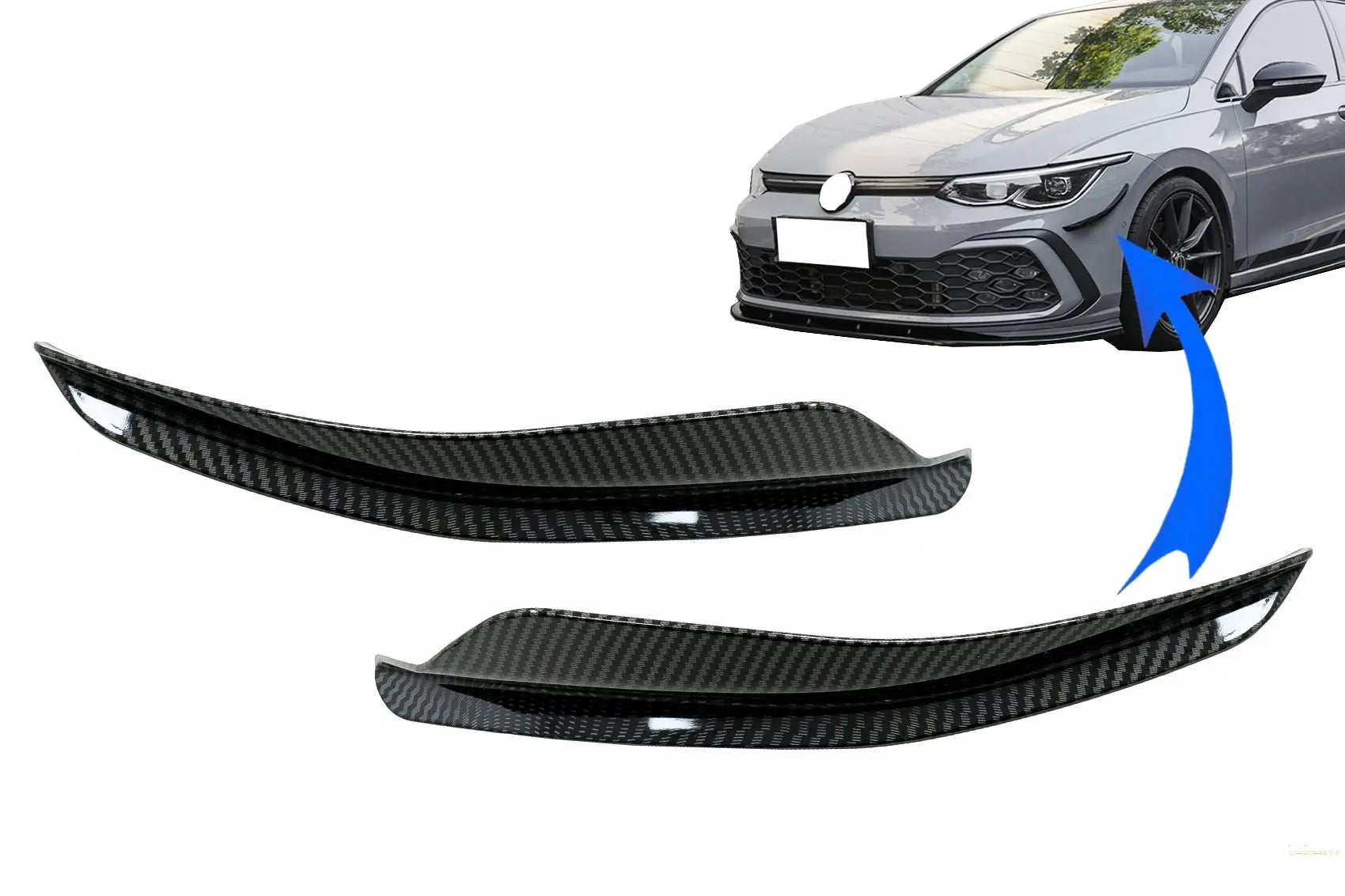 Frontschürzenflaps Passend Für VW Golf 8 Mk8 Mqb GTI / R-Line (2020) Carbonoptik KITT