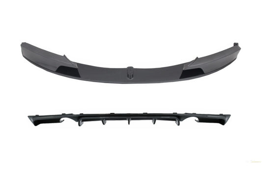 Frontschürzenspoiler Splitter Mit Diffusor Doppelauslass Für Einzelauspuff Passend Für BMW 3er F30 F31 M-Performance Design Carbonfolie KITT