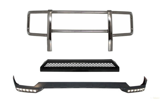 Frontschutzbügel Mit Oberer Spoilerlippe Und LED-TFL-Verlängerung Passend Für Mercedes G-Klasse W463 (1989-2018) G63 G65 Design KITT