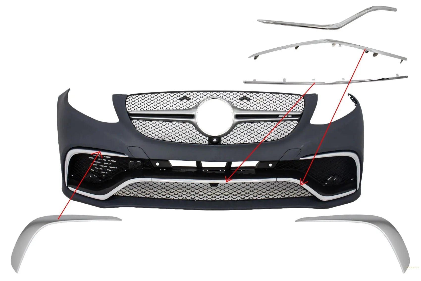 Frontspoiler Splitter Flaps Flics Garnitur Chrom Passend Für Mercedes GLE Coupé C292 (2015-2018) KITT