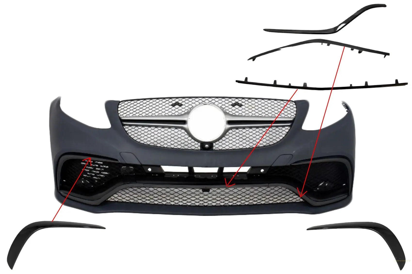 Frontspoiler Splitter Flaps Flics Passend Für Mercedes GLE Coupé C292 (2015-2018) Piano Black KITT