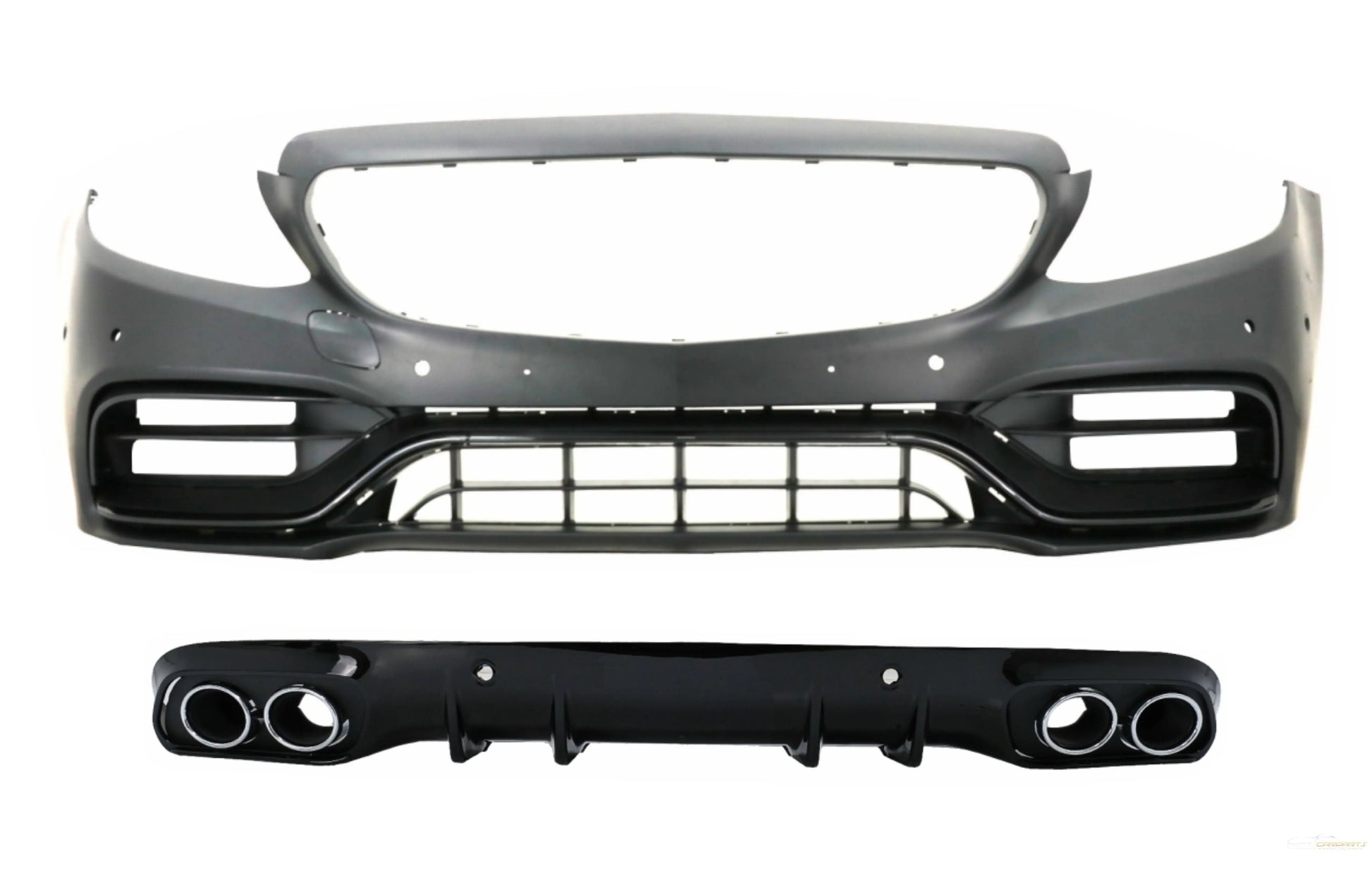 Frontstoßstange Mit Diffusor Doppelauslass Mit Endrohren Passend Für Mercedes C-Klasse A205 C205 Coupé Cabriolet (2014-2019) C63 Design KITT