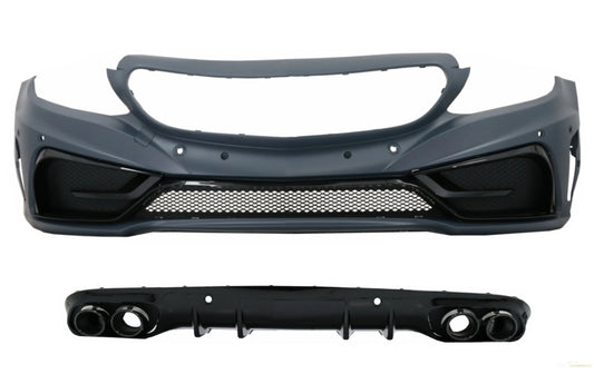 Frontstoßstange Mit Diffusor Doppelauslass Und Auspuffblenden Passend Für Mercedes C-Klasse A205 Cabriolet C205 Coupé (2014-2019) KITT