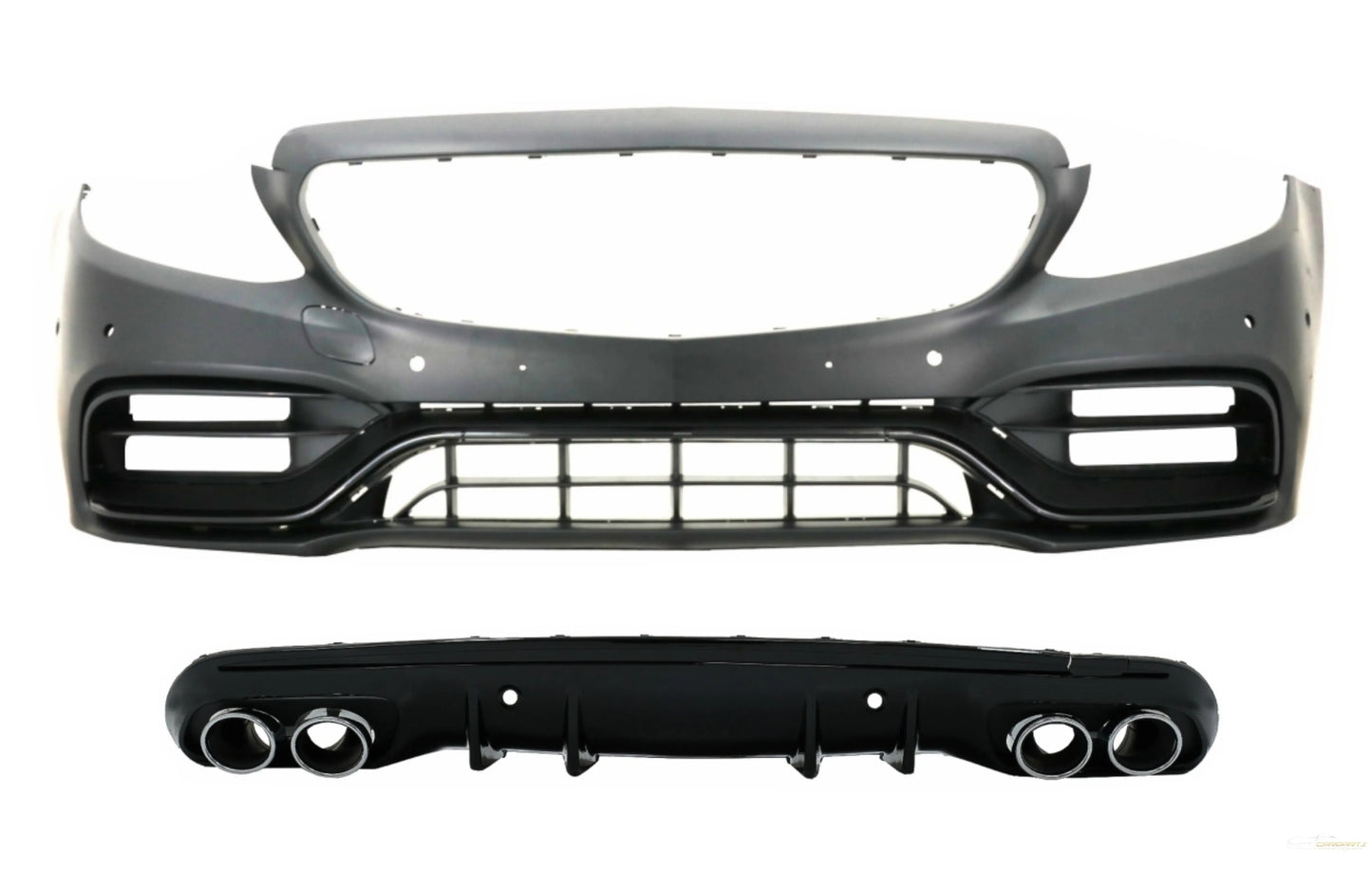 Frontstoßstange Mit Diffusor Und Endschalldämpfer Passend Für Mercedes C-Klasse W205 Limousine S205 Kombi AMG Sport Line (2014-2020) C63 Design KITT