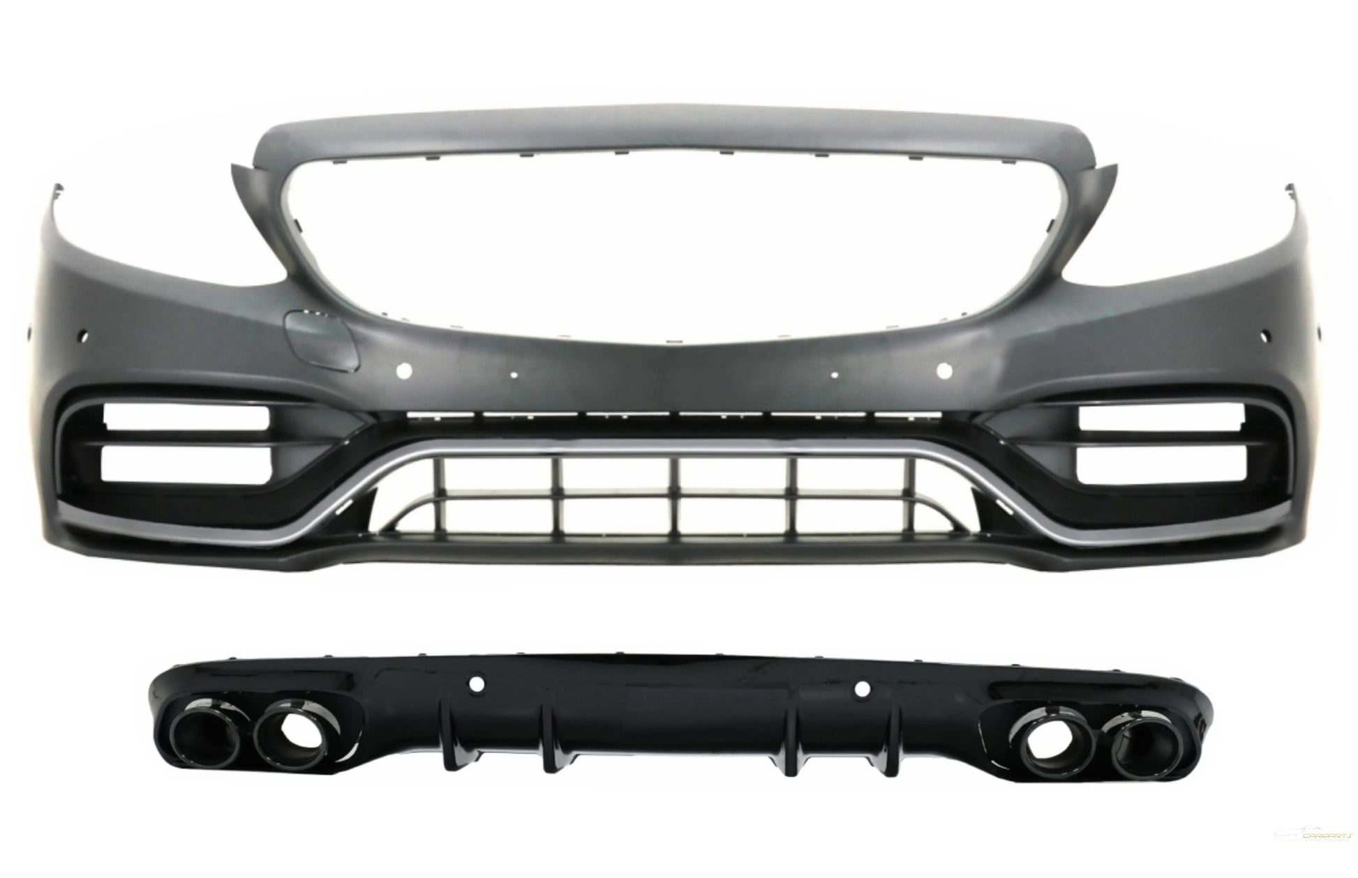 Frontstoßstange Mit Doppelauslass-Diffusor Und Endrohren Passend Für Mercedes C-Klasse A205 Cabriolet C205 Coupé (2014-2019) Facelift-Design KITT