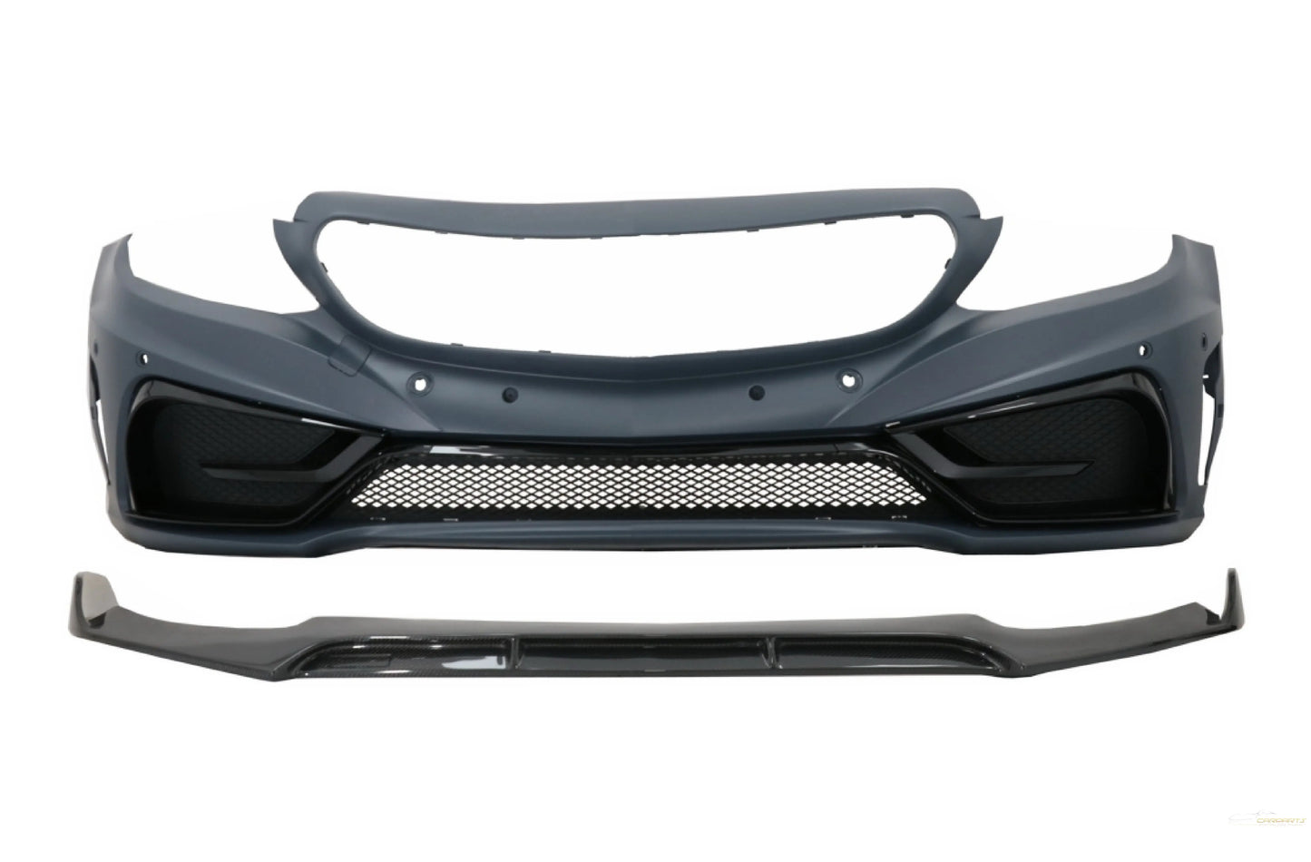 Frontstoßstange Mit Echtcarbon Lippe Passend Für Mercedes C-Klasse W205 S205 A205 C205 (2014-2019) Limousine T-Modell Coupé Cabriolet KITT