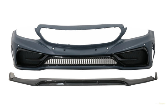 Frontstoßstange Mit Echtcarbon Lippe Passend Für Mercedes C-Klasse W205 S205 A205 C205 (2014-2019) Limousine T-Modell Coupé Cabriolet KITT