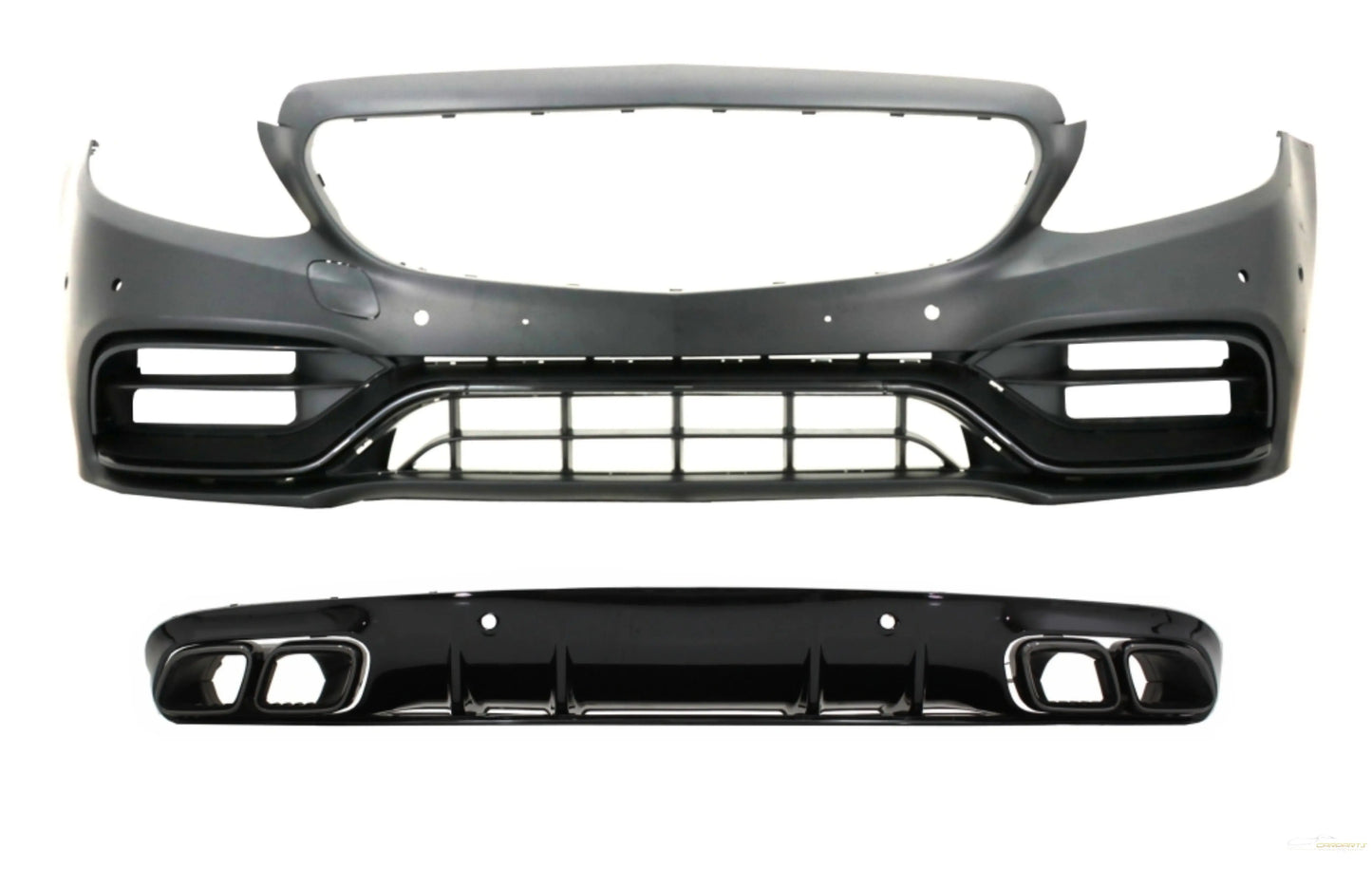 Frontstoßstange Mit Heckdiffusor Passend Für Mercedes C-Klasse A205 Cabriolet C205 Coupé (2014-2019) C63 Design Schwarz KITT