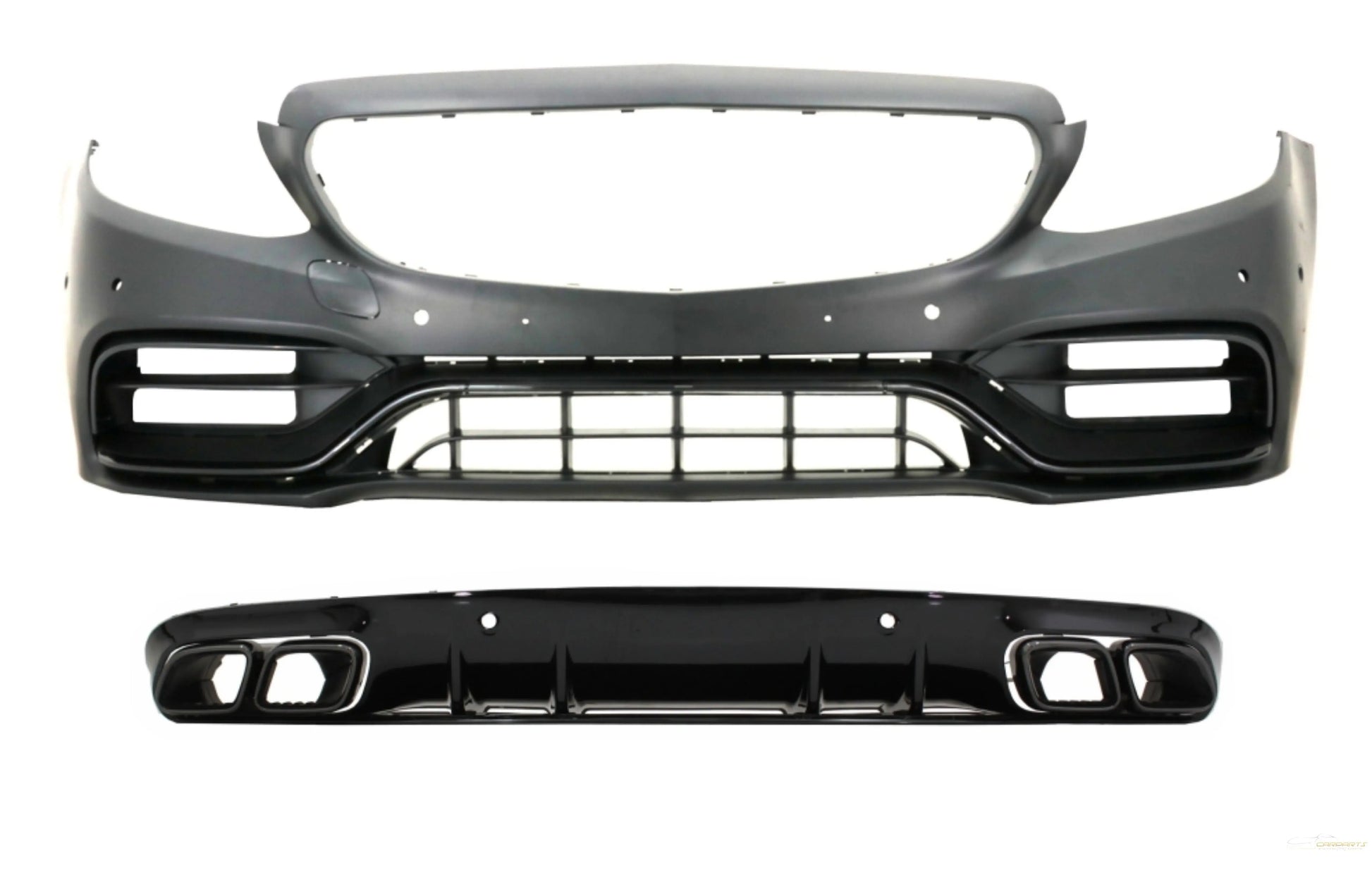 Frontstoßstange Mit Heckdiffusor Passend Für Mercedes C-Klasse A205 Cabriolet C205 Coupé (2014-2019) C63 Design Schwarz KITT