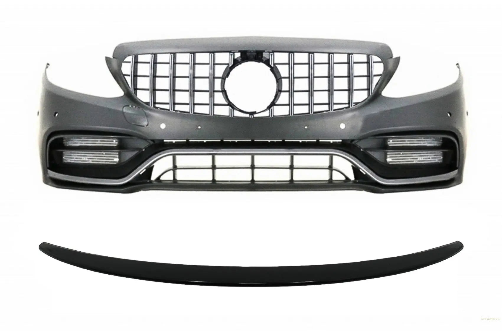 Frontstoßstange Mit Kühlergrill Und Kofferraumspoiler Schwarz Passend Für Mercedes C-Klasse C205 (2014-2018) C63 GT-R Design KITT