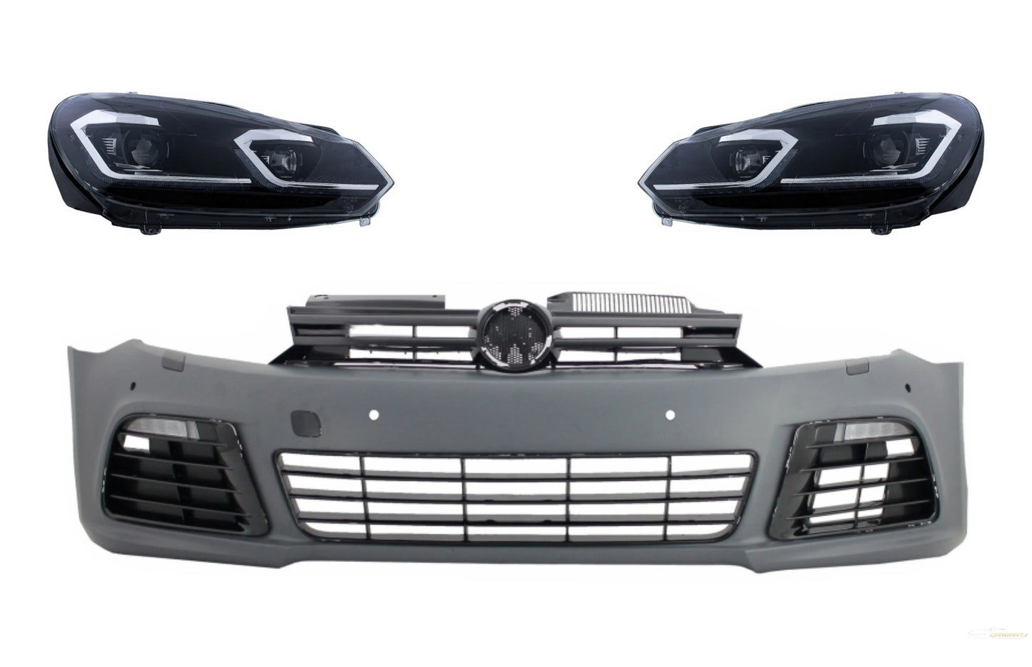 Frontstoßstange Mit LED-Scheinwerfern Fließende Dynamische Blinker Passend Für VW Golf VI 6 Mk6 (2008-2013) R20 Design Mit PDC KITT