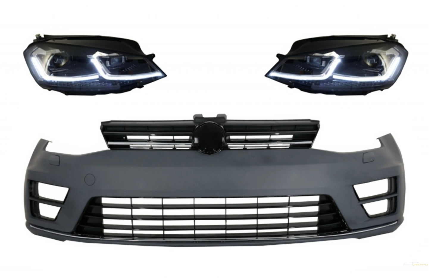 Frontstoßstange Mit LED-Scheinwerfern Sequentielle Dynamische Blinker Passend Für VW Golf VII 7 (2013-2017) R-Line-Look KITT