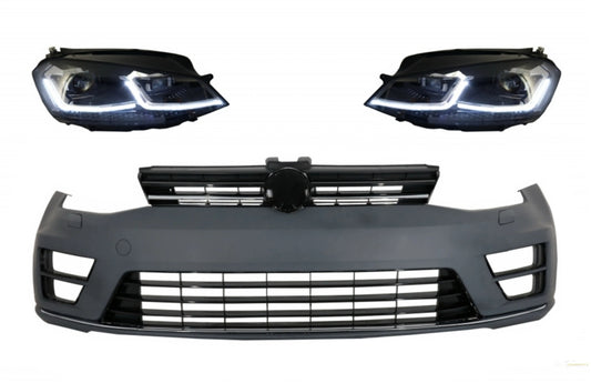 Frontstoßstange Mit LED-Scheinwerfern Sequentielle Dynamische Blinker Passend Für VW Golf VII 7 (2013-2017) R-Line-Look KITT