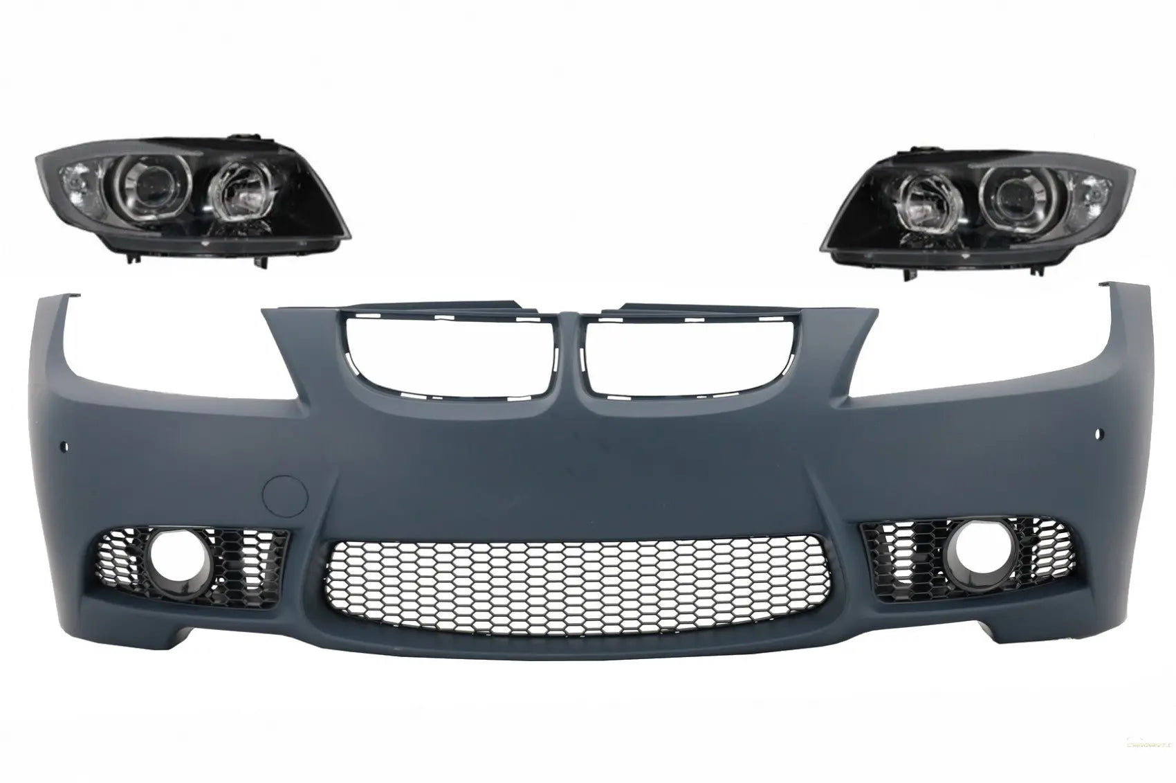 Frontstoßstange Mit Scheinwerfer Schwarz Passend Für BMW 3er E90 E91 Pre-LCI (2005-2008) Limousine Touring M3 Design KITT