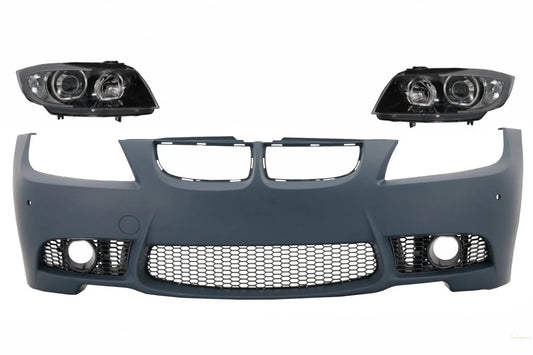 Frontstoßstange Mit Scheinwerfer Schwarz Passend Für BMW 3er E90 E91 Pre-LCI (2005-2008) Limousine Touring M3 Design KITT