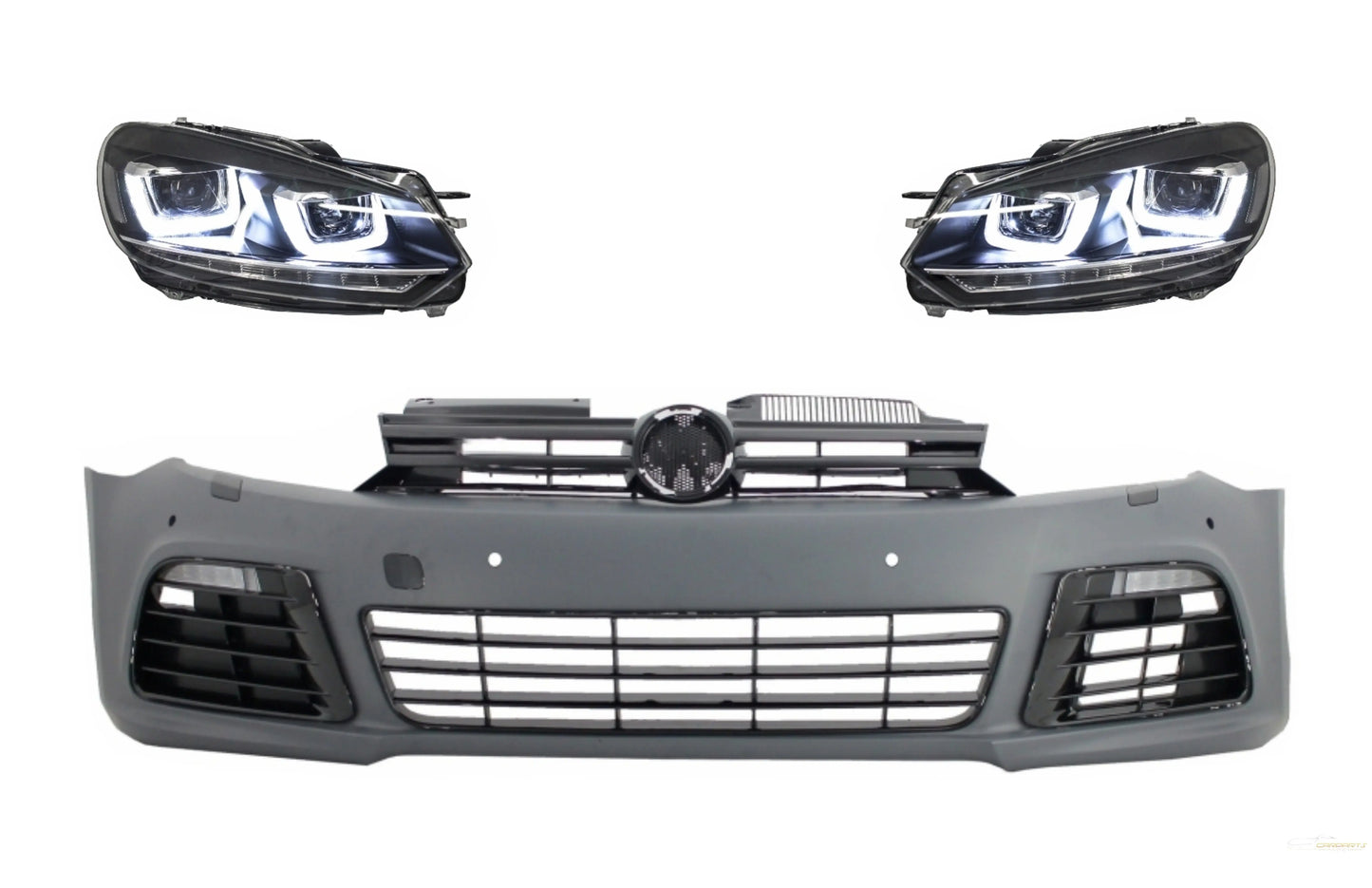 Frontstoßstange Mit Scheinwerfern LED Fließendes Blinker Chrom Passend Für VW Golf VI 6 Mk6 (2008-2013) R20 Design RHD KITT