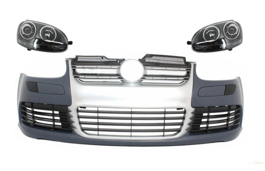 Frontstoßstange Mit Scheinwerfern Passend Für VW Golf V 5 (2003-2007) Jetta (2005-2010) R32-Look Kühlergrill In Gebürstetem Aluminium-Look KITT