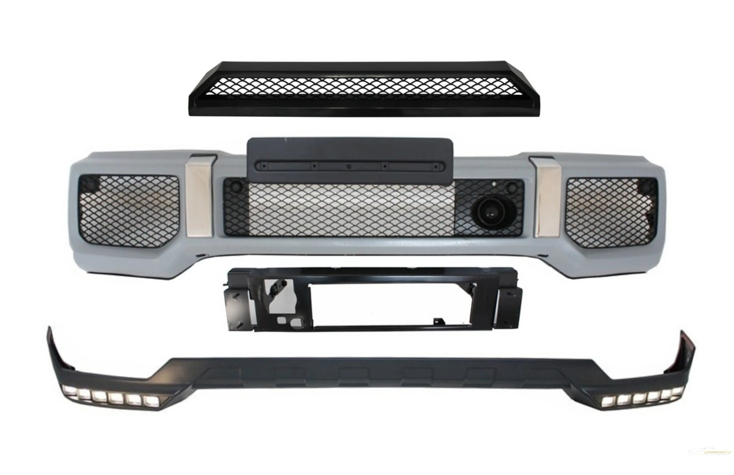 Frontstoßstange Mit Spoiler LED TFL Und Oberer Spoilerlippe Passend Für Mercedes G-Klasse W463 (1989-2017) G65 Design KITT