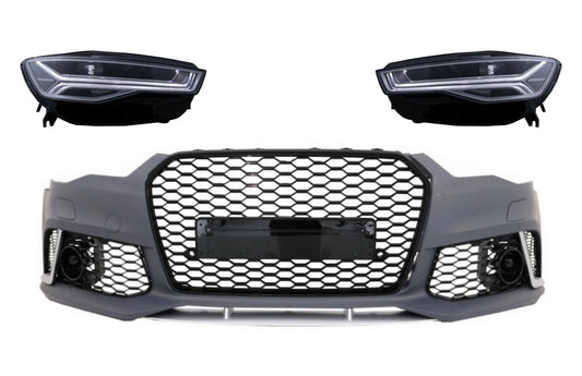 Frontstoßstange Mit Voll-LED-Scheinwerfern Sequentielle Dynamische Blinker Geeignet Für Audi A6 C7 4G (2011-2018) RS6 Matrix-Design KITT