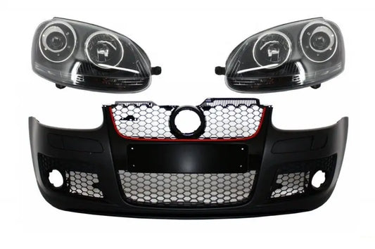 Frontstoßstange Mit Xenon-Look Scheinwerfer Schwarz Passend Für VW Golf 5 V Mk5 (2003-2007) Jetta (2005-2010) GTI-Design KITT