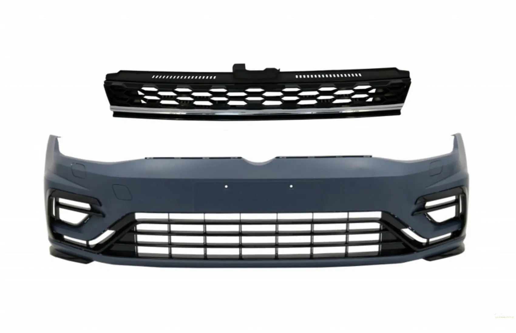 Frontstoßstange Mit Zentralem Kühlergrill Ohne Emblem, Chrom, Passend Für VW Golf 7.5 (2017-2020) GTI R Design KITT