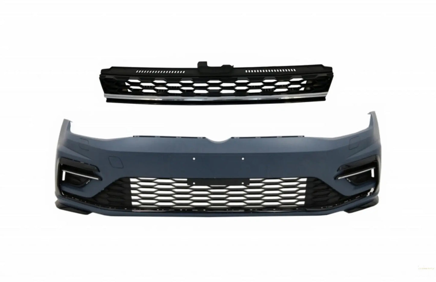 Frontstoßstange Mit Zentralem Kühlergrill Ohne Emblem, Chrom, Passend Für VW Golf 7.5 (2017-2020) R Line Design KITT