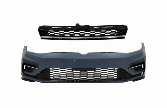 Frontstoßstange Mit Zentralem Kühlergrill Ohne Emblem, Chrom, Passend Für VW Golf 7.5 (2017-2020) R Line Design KITT