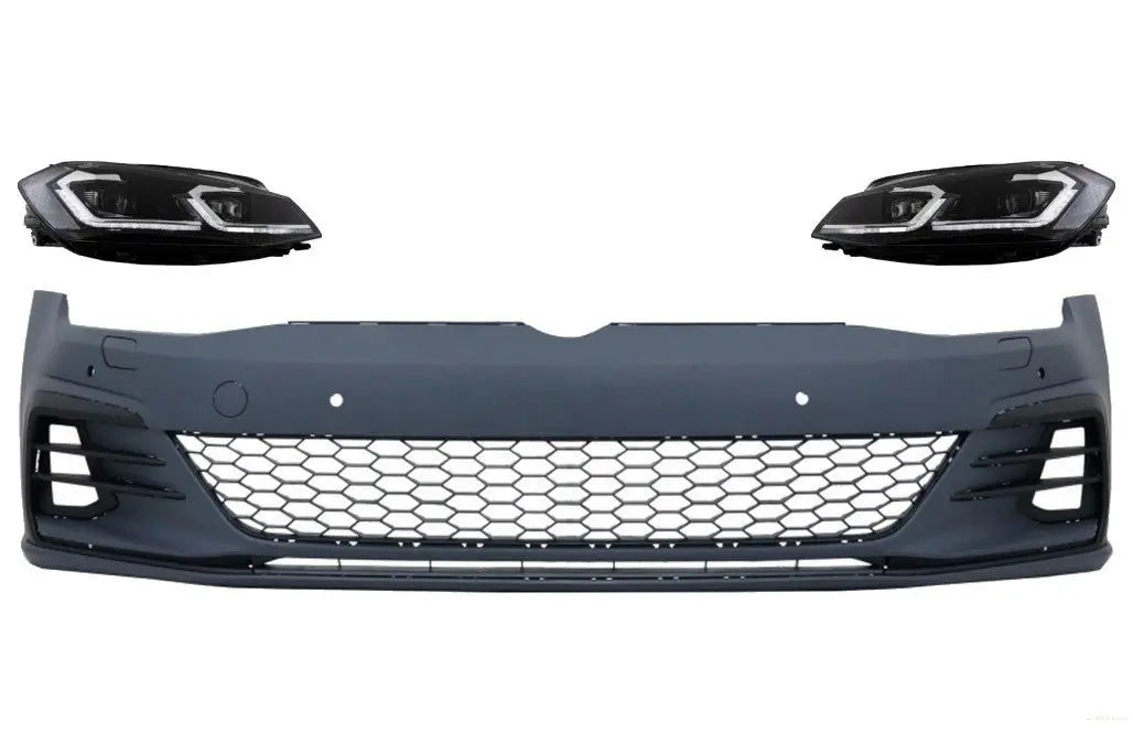Frontstoßstange Passend Für VW Golf VII 7.5 (2017-2020) Und LED-Scheinwerfer Sequentielle Dynamische Blinker Im GTI-Look KITT