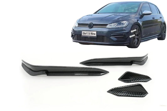 Frontstoßstange Seitliche Finnen Flaps Passend Für VW Golf 7.5 5g R Hatchback (2017-2020) Carbon Look KITT