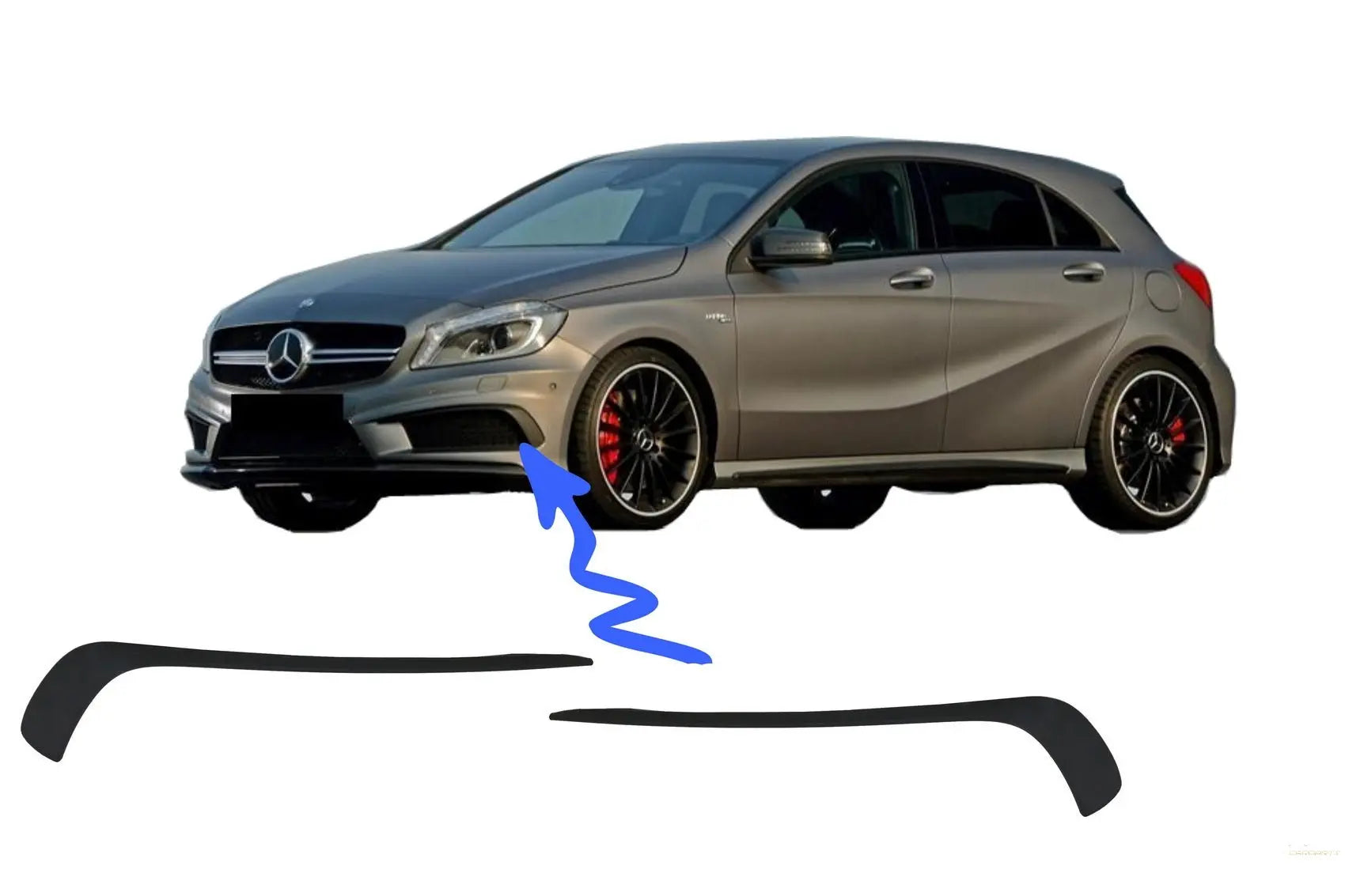 Frontstoßstange Splitter Flossen Brauen Aero Passend Für Mercedes A-Klasse W176 (2012-08.2015) A45 Design KITT