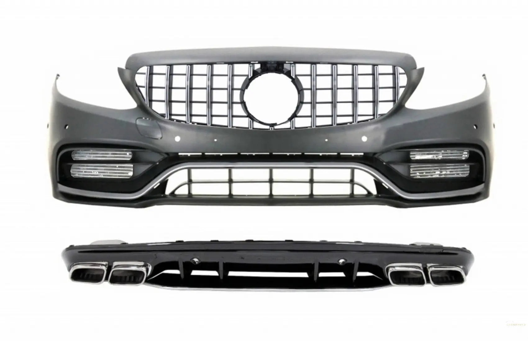 Frontstoßstange & Kühlergrill Mit Diffusor Und Spitzen Passend Für Mercedes C-Klasse W205 S205 AMG Sport Line (2014-2020) C63s Design KITT Specials