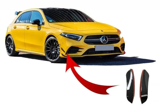 Frontstoßstangenklappen Seitenflossen Flacs Passend Für Mercedes A Klasse W177 V177 (04.2018-) A35 Design Black Edition KITT