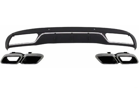 Heckdiffusor Mit Auspuffblenden Endrohrpaket Passend Für Mercedes C-Klasse W205 S205 Standard (2014-2018) C63 Design KITT