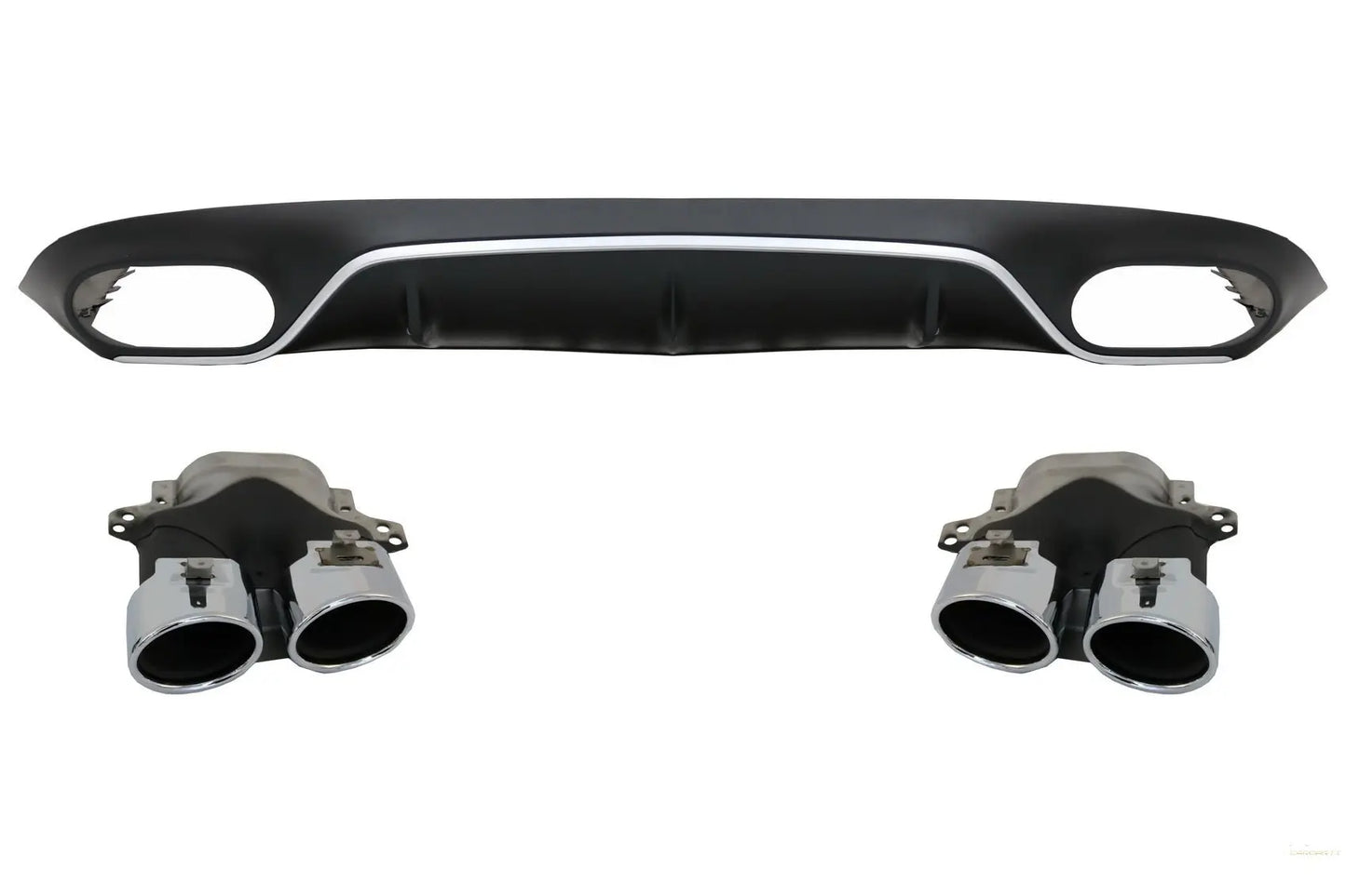 Heckdiffusor Mit Endrohrblenden Und Zentralgitter Chrom Schwarz Passend Für Mercedes E-Klasse C238 A238 AMG Sport Line (2016+) E53 E63 Design KITT