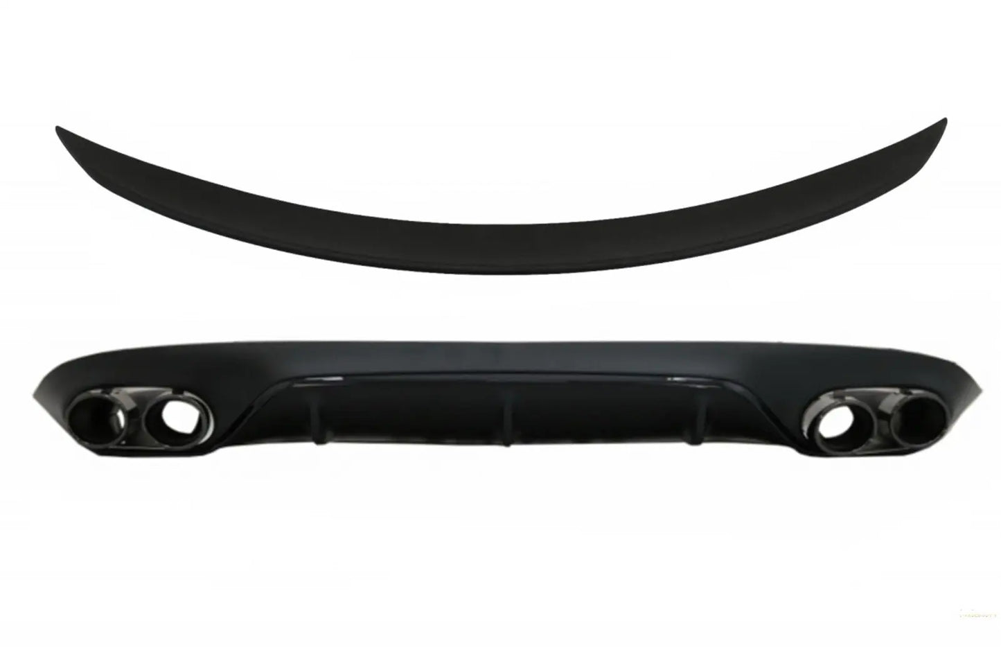 Heckdiffusor Mit Endrohren Und Kofferraumspoiler Passend Für Mercedes E-Klasse C238 AMG Sport Line (2016+) E53 Design Schwarz KITT