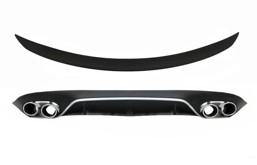 Heckdiffusor Mit Endrohren Und Kofferraumspoiler Passend Für Mercedes E-Klasse C238 AMG Sport Line (2016) E53 Design Schwarz Verchromt KITT