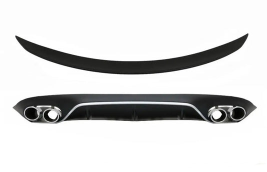 Heckdiffusor Mit Endrohren Und Kofferraumspoiler Passend Für Mercedes E-Klasse C238 AMG Sport Line (2016) E53 Design Schwarz Verchromt KITT