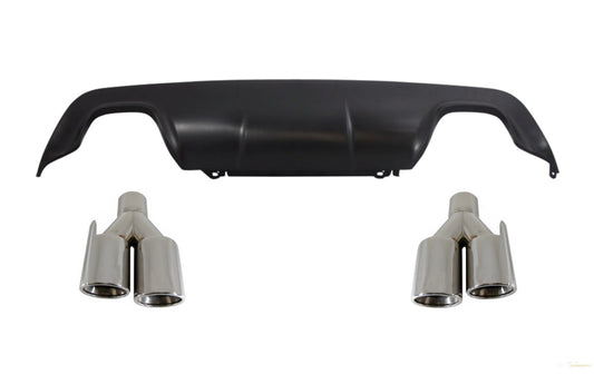 Heckdiffusor Mit Endschalldämpfer Endrohren Quad Passend Für BMW 5er E60 E61 (2003-2010) Sport M-Technik Design KITT