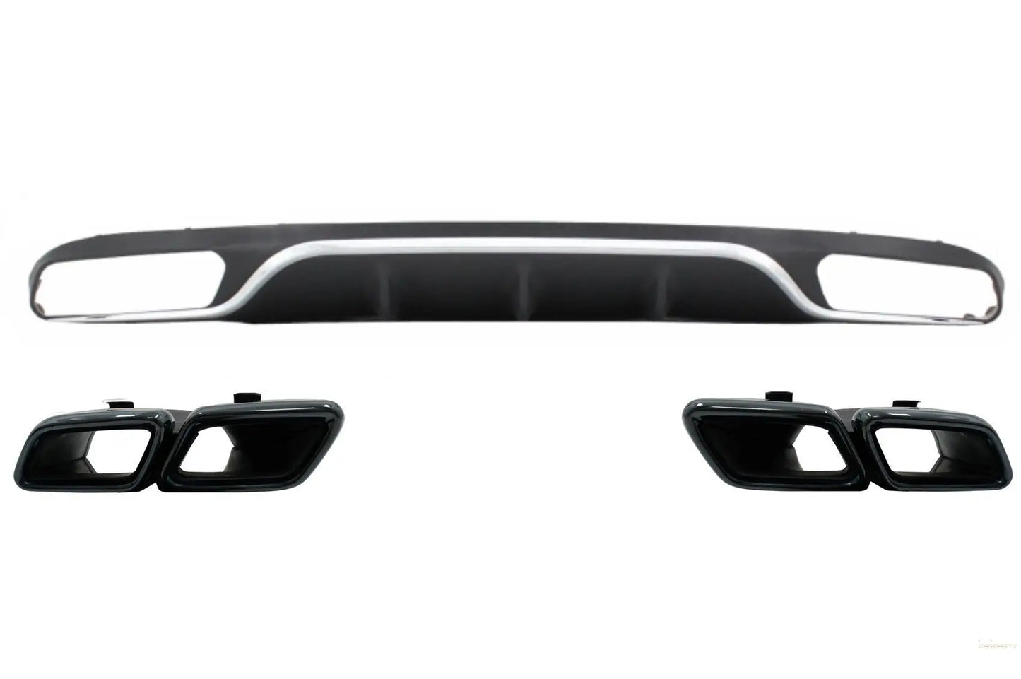 Heckdiffusor Mit Endschalldämpfer Passend Für Mercedes E-Klasse W213 S213 Standard (2016-2019) E63 Design Schwarz KITT